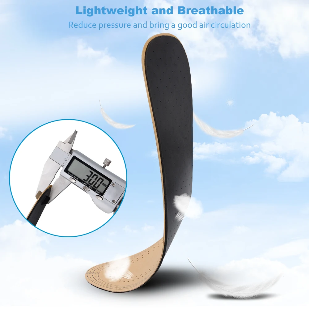 Elino Ultra Thin Breathable Deodorant Leather Insoles Pigskin Instantly Absorb Sweat Replacement Inner Shoes Sole Spur Pads