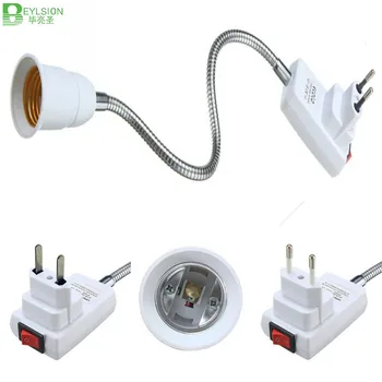 

E27 Light Lamp Bulb Holder Flexible Extension Converter Switch Adapter Socket AC110-220V 20cm EU Plug for rechargeable LED Bulb
