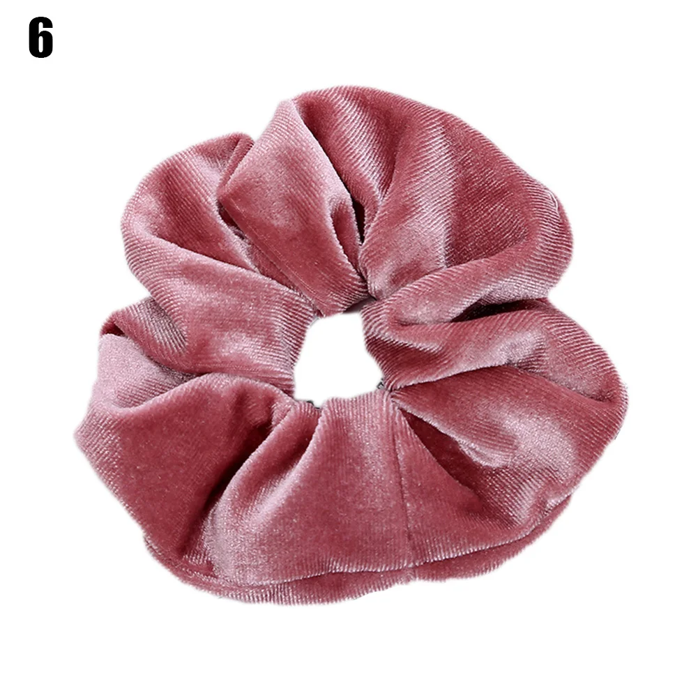 1 шт Мода мягкий бархат большой Упругие волосы веревки Scrunchies для Для Женщин Девочек Сладкий сплошной волос держатель ленты Галстуки резинка для волос аксессуары - Цвет: Velvet-6