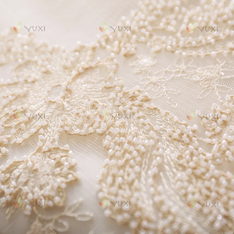 

Millet beads sequined fabric Chiffon mesh bottom sequins embroidered fabric women's dress embroidered fabrics