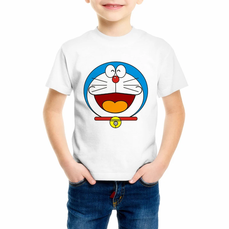 

Harajuku Japanese Tee Shirt Children's Cartoon Doraemon T shirt boy and girl 2018 Summer O-neck Short Sleeve Tops Tees C10-6
