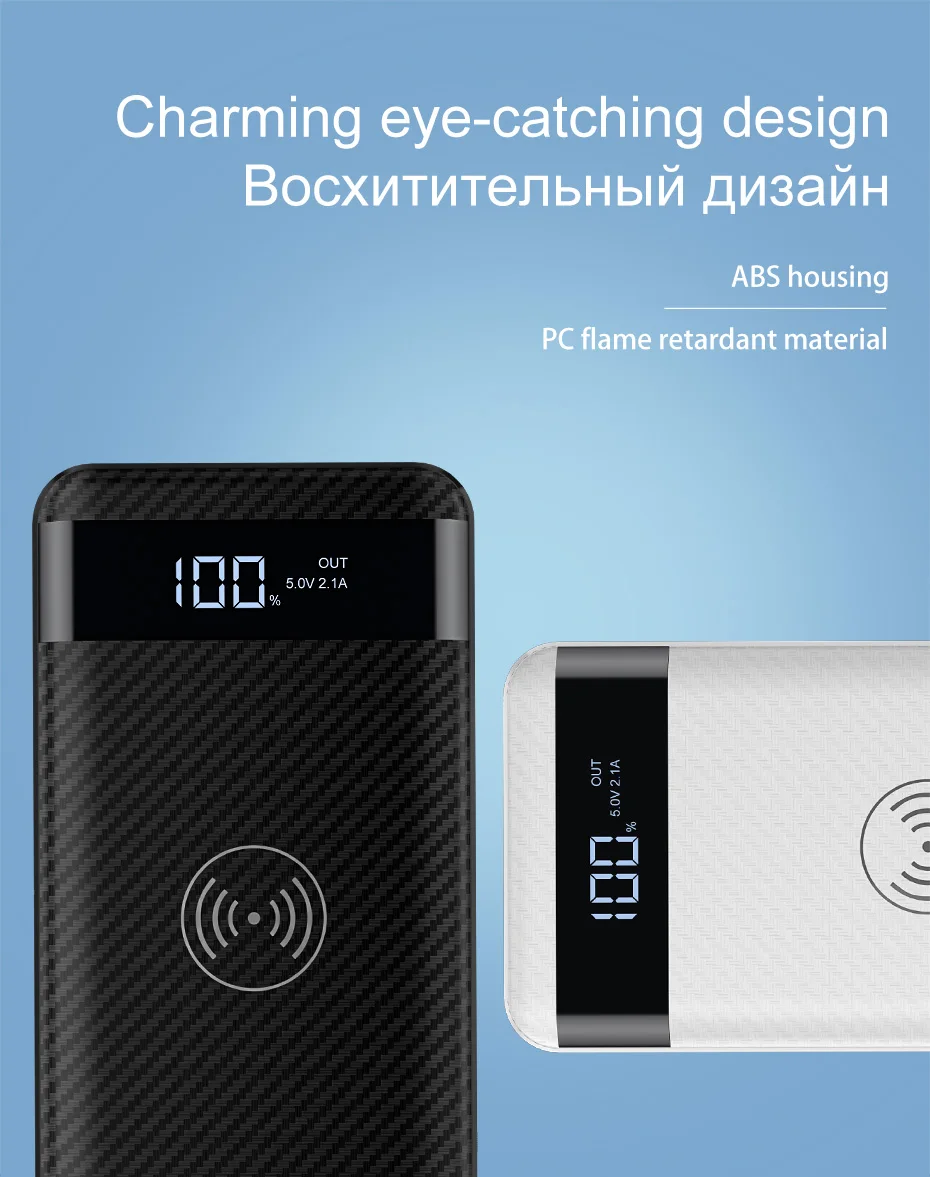 HOCO Qi Беспроводное зарядное устройство power Bank 10000 мАч портативный двойной USB с цифровым дисплеем внешний аккумулятор power bank для iphone X 8