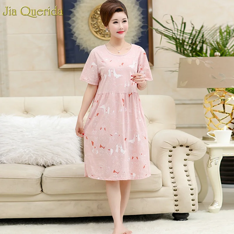 

Dogs Printing Kawaii Night Dress 2019 Summer New Sleep Wear Cotton Nightgown Plus Size Xxxl Xxl Loose Style Sleeping Shirt Women