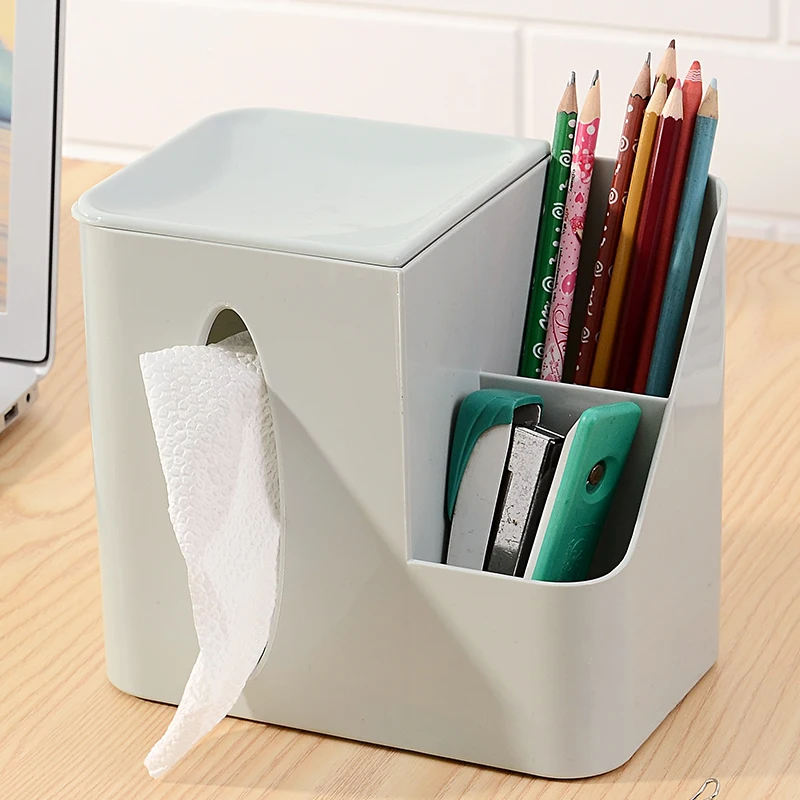 

3 Colors Muiltifunctional Tissue Box Pen Storage Desk Organizer Paper Napkin Towel Tissue Holder Dispenser Cover Cases