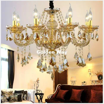 

Free Shipping Modern European Candle Crystal Chandeliers Bedroom Living Dining Room Modern Golden E14 Chandelier Home Decoration