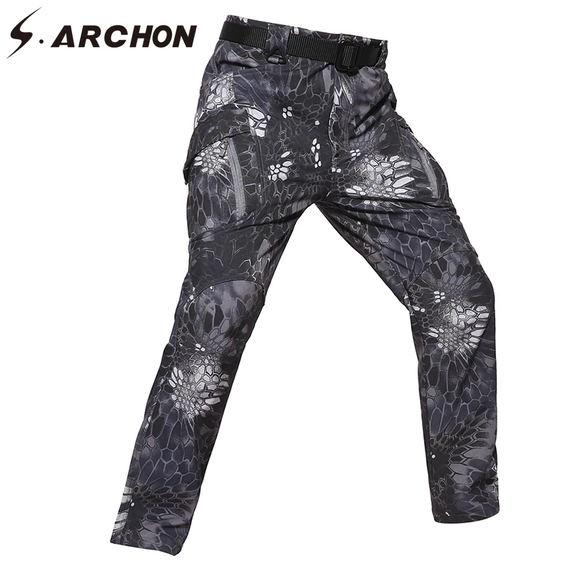 

S.ARCHON IX9 Winter Soft Shell Tactical Pants Men Camouflage Waterproof Warm Army Pants Many Pockets Military Cargo Trousers Man