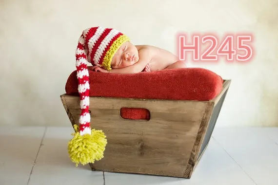 Детские вязаные шапки новорожденный малыш длинный хвост шляпа ребенок ручной Шапки ребенок шляпу Санта Детская меховая шапка