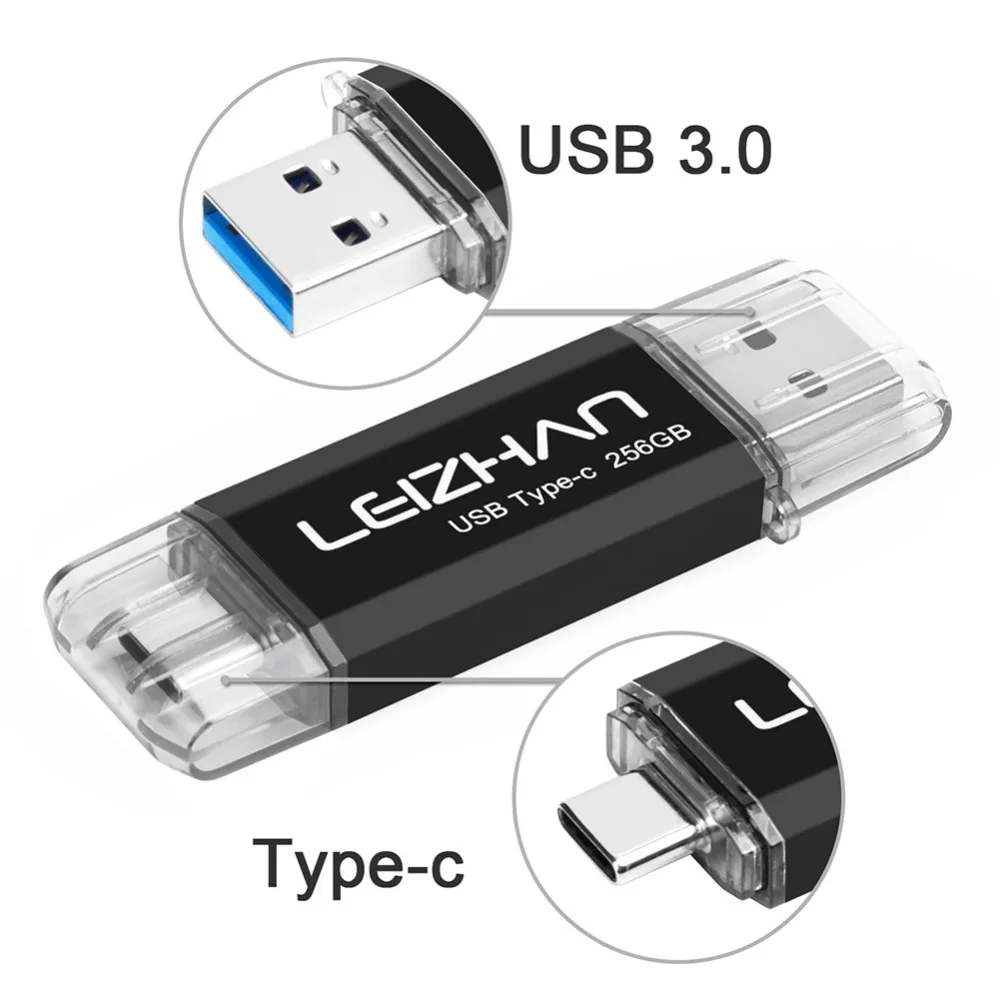 LEIZHAN Android TYPE-C карта памяти 16 ГБ 32 64 128 256 смартфон USB флеш-накопитель флешка tipo c |