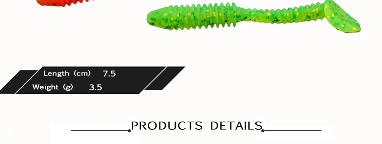Artificial Bait 40pcs 7.5cm 3.5g Pesca Worm Swimbait Jig Head Soft Lures Shad Fly Fishing Silicon Rubber Fishing Lure Tackle (3)
