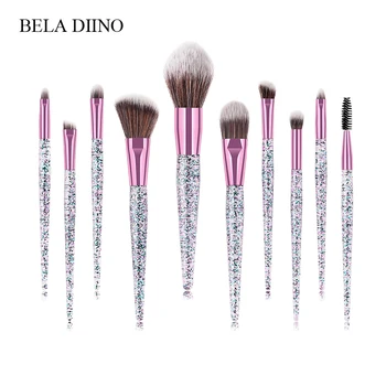 

10PCS Makeup Brushes Set Foundation Powder Concealer Eyeshadow Eyebrow Colorful Crystal Handle Women Make Up Brush Tools Kit