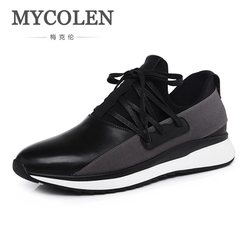 MYCOLEN Genuine Leather Men Casual Shoes British Style Lace Up Flats Fashion Designer Men Shoes 2018 Black Lace-Up Sneakers