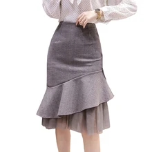 Большие размеры, S-5XLNew, модная весенне-летняя женская юбка, сетчатая Лоскутная юбка-годе, Офисная Женская юбка, 3 цвета