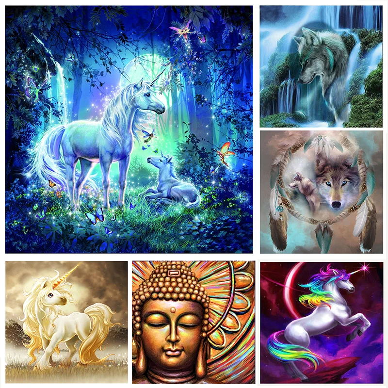 

Full Square/Round Drill 5D DIY Diamond Painting "Unicorn,Wolf,Buddha" 3D Embroidery Animals Cross Stitch Mosaic Decor Gift