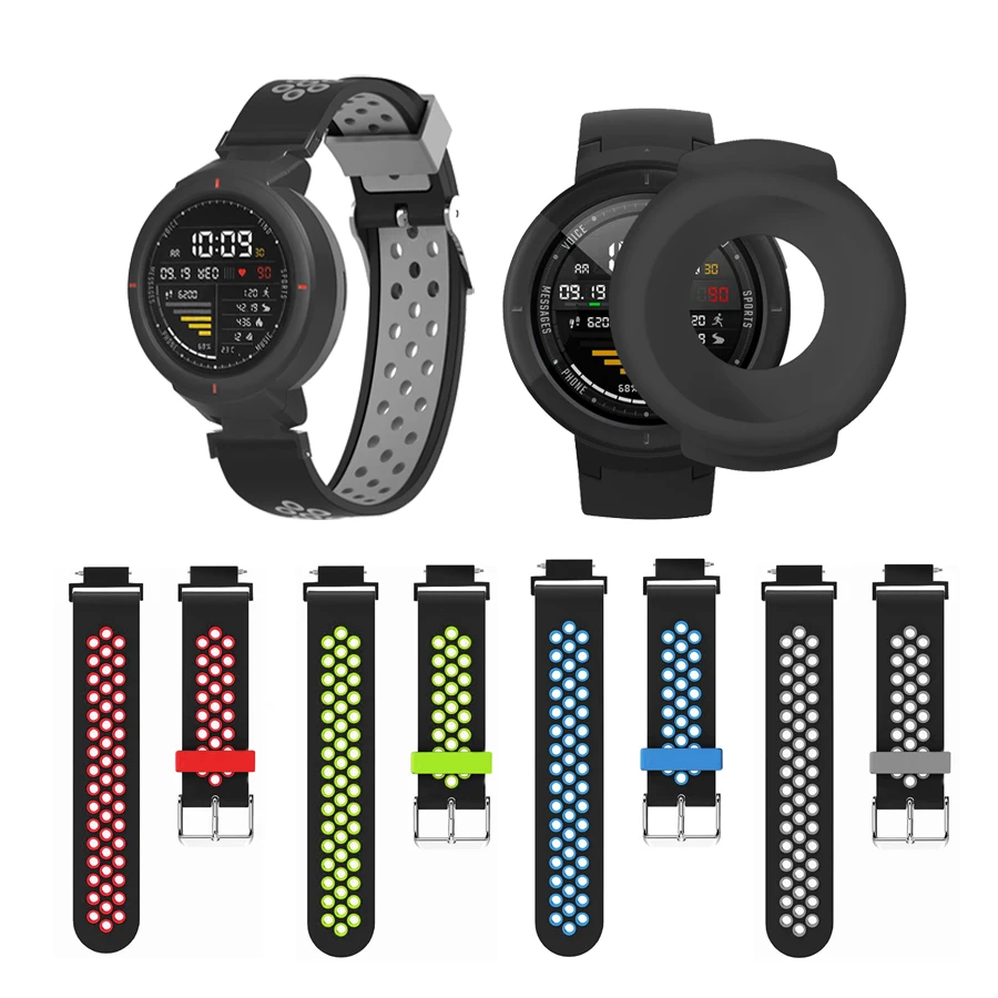 2 в 1 для Amazfit Verge силиконовый ремешок часов + Мягкий защитный чехол корпуса