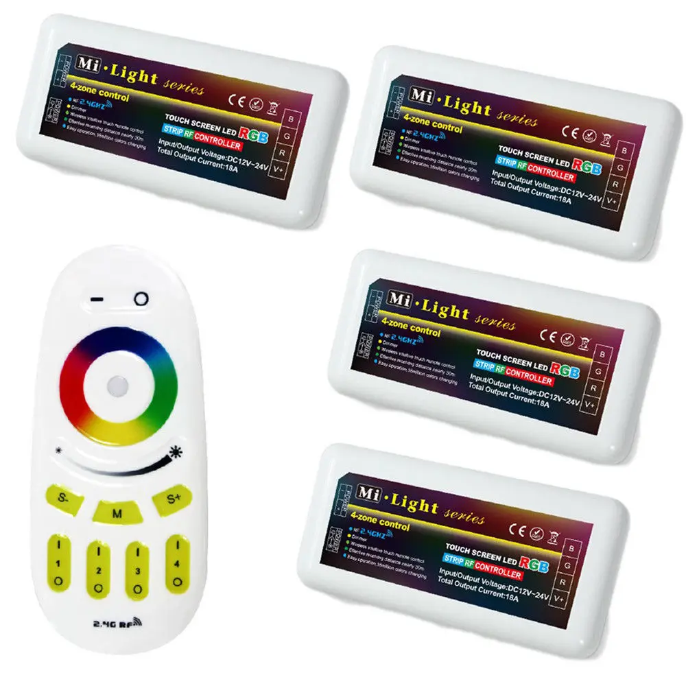 Free shipping 1 Remote+4x RGB LED Controller 2.4G 4-Zone Touch Wireless RF Dimmer Remote For 5050 3528 RGB LED Strip Light Free shipping 1 Remote+4x RGB LED Controller 2.4G 4-Zone Touch Wireless RF Dimmer Remote For 5050 3528 RGB LED Strip Light