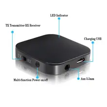 Acekool Bluetooth передатчик и приемник 2 в 1 беспроводной портативный аудио адаптер aptX низкая задержка пара 2 сразу для домашнего автомобиля