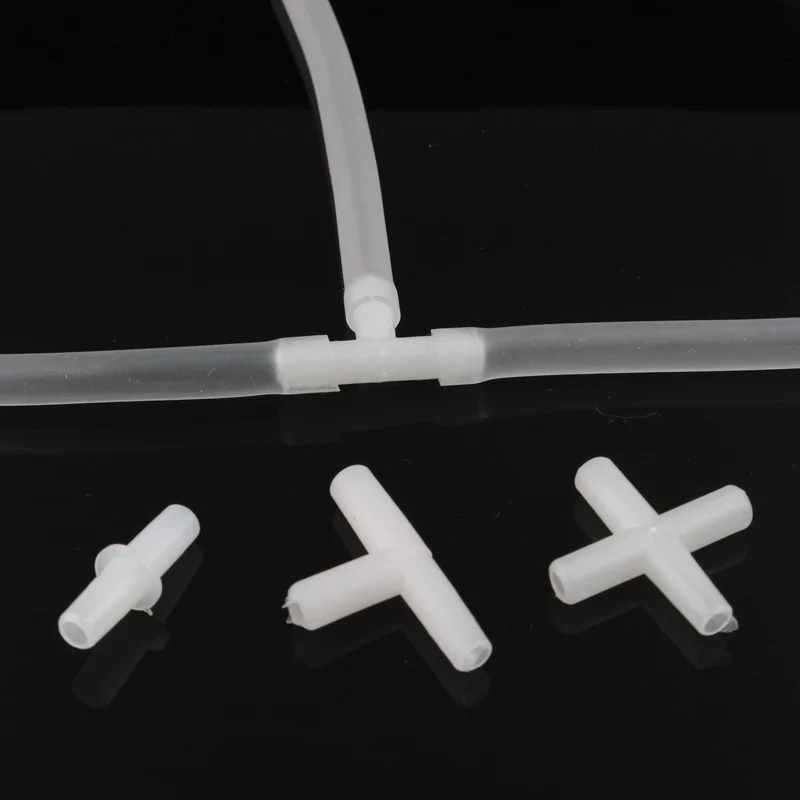 

20/50Pcs 4mm Tee Straight 4 way Connector Fish Tank Aquarium Plastic Connector Air Pump Line Tubing Joints Fish Tank Accessories