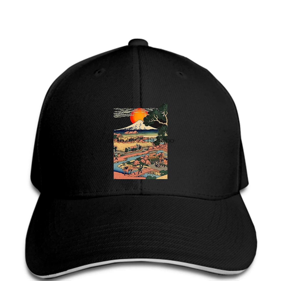 

funny Baseball caps Men's cap Edo Japan Scenery Sunset at Mount Fuji Ukiyo