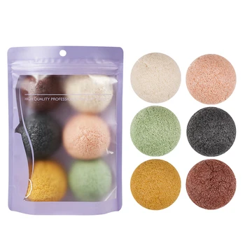 

6pcs/lot Mix Color Konjac Sponge Cosmetic Puff Face Exfoliator Wash Cleaning Sponge Plant Bamboo Puffs Facial Cleanser Tool