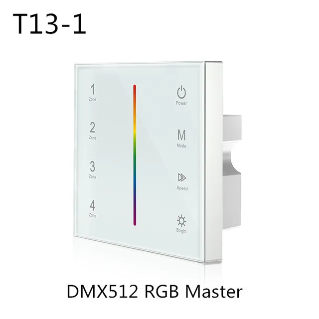 85-265VAC 4 Zones 2.4G Brightness RGB/RGBW Touch Panel Remote Control Wall mounted Touch Panel DMX512 Master RF 2.4G RemoteT11-1