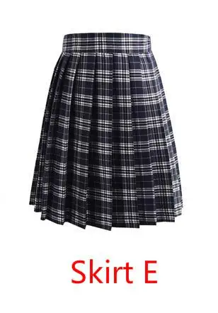 Горячая японская Корейская версия короткие юбки школьная девушка плиссированная половина юбка для школьной формы Косплей студента Jk Academy 17 цветов 5xl - Цвет: Skirt E