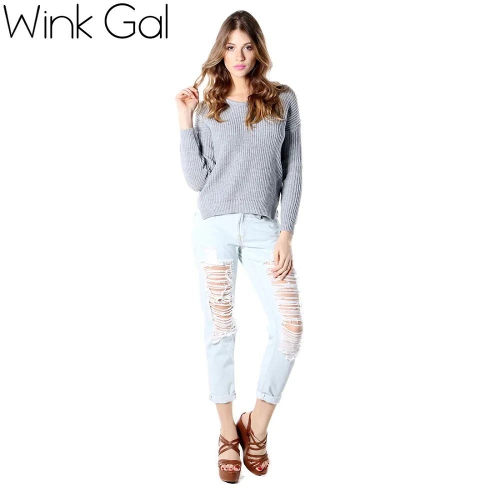 Wink Gal Свободные джинсы Винк Гал стиля бойфренд с разрезами, стильно и современно