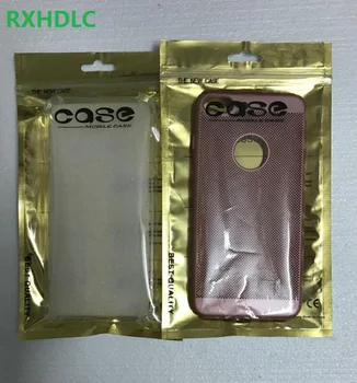 

12*20cm Golden New Mobile Phone Retail Storage Bags for iPhone X 8 7 6s plus Case Cover Samsung Galaxy S8 Plastic Zip Lock Bag