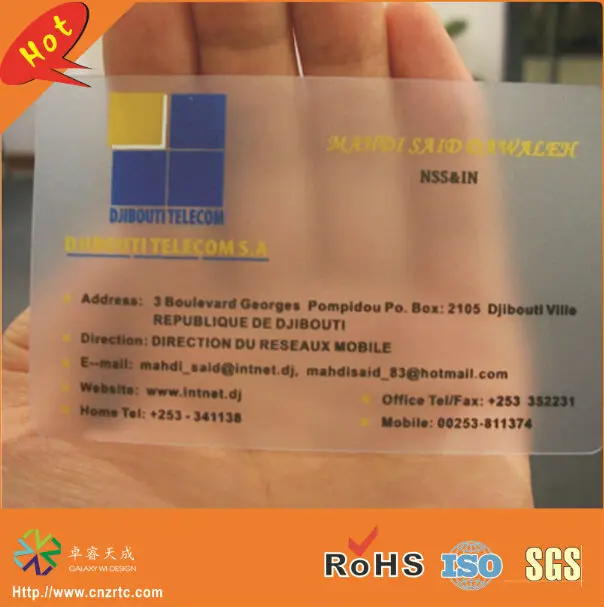 

(200pcs/lot)free design one side printing plastic pvc transparent business card printing