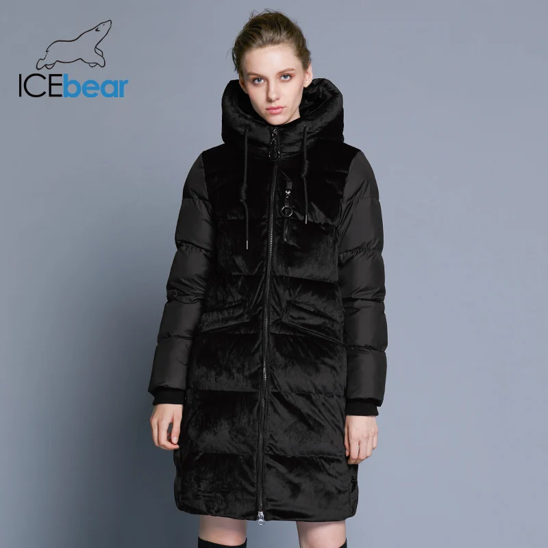 ICEbear2018 nuevo alta calidad de terciopelo de invierno chaqueta gruesa caliente de las mujeres parka ropa de moda casual de las mujeres abrigo de marca GWD18080 - 1