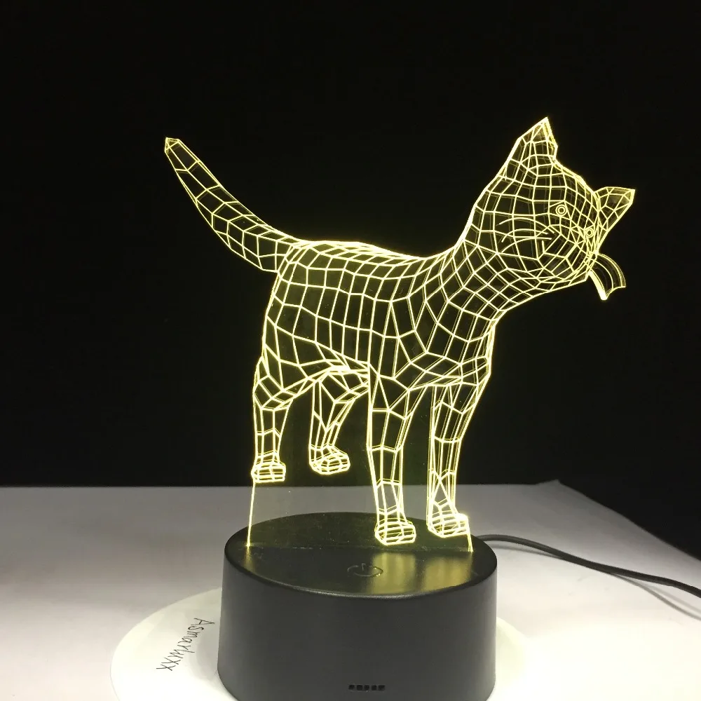 Kitty Lights 3D LED Lamp 7 Colorful Acrylic Lamp Cute Cat Animal Toy as