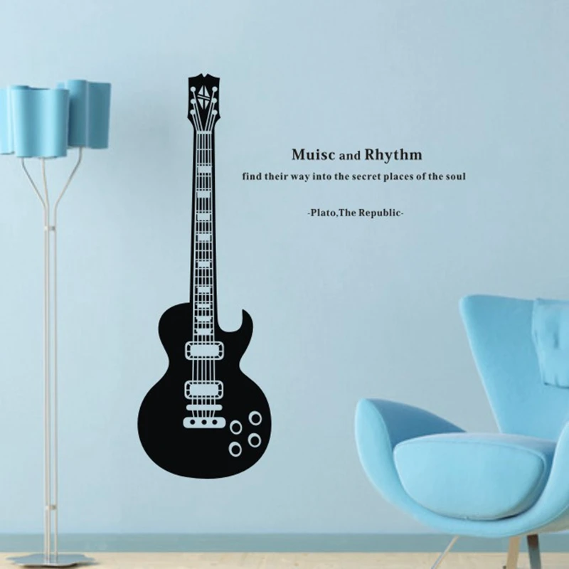 

Fashion Guitar Music Removable Wall Stickers Art quote Decoration Decals Quotes Family Room musical