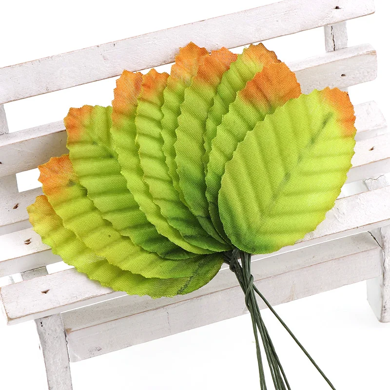 20 шт 110*30 мм Моделирование искусственных цветов листьев розы золотые листья поддельные шелковые цветочные для свадебного украшения