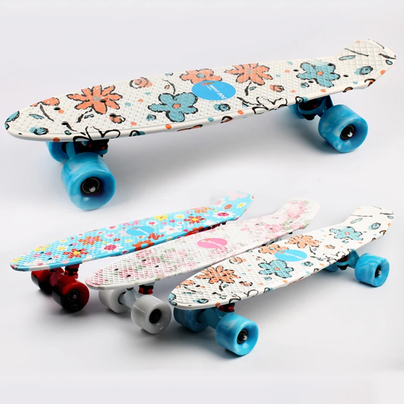 

2018 New Black Fish board mini cruiser skateboard single long board children warped road skate longboard scooter 4 wheel skates