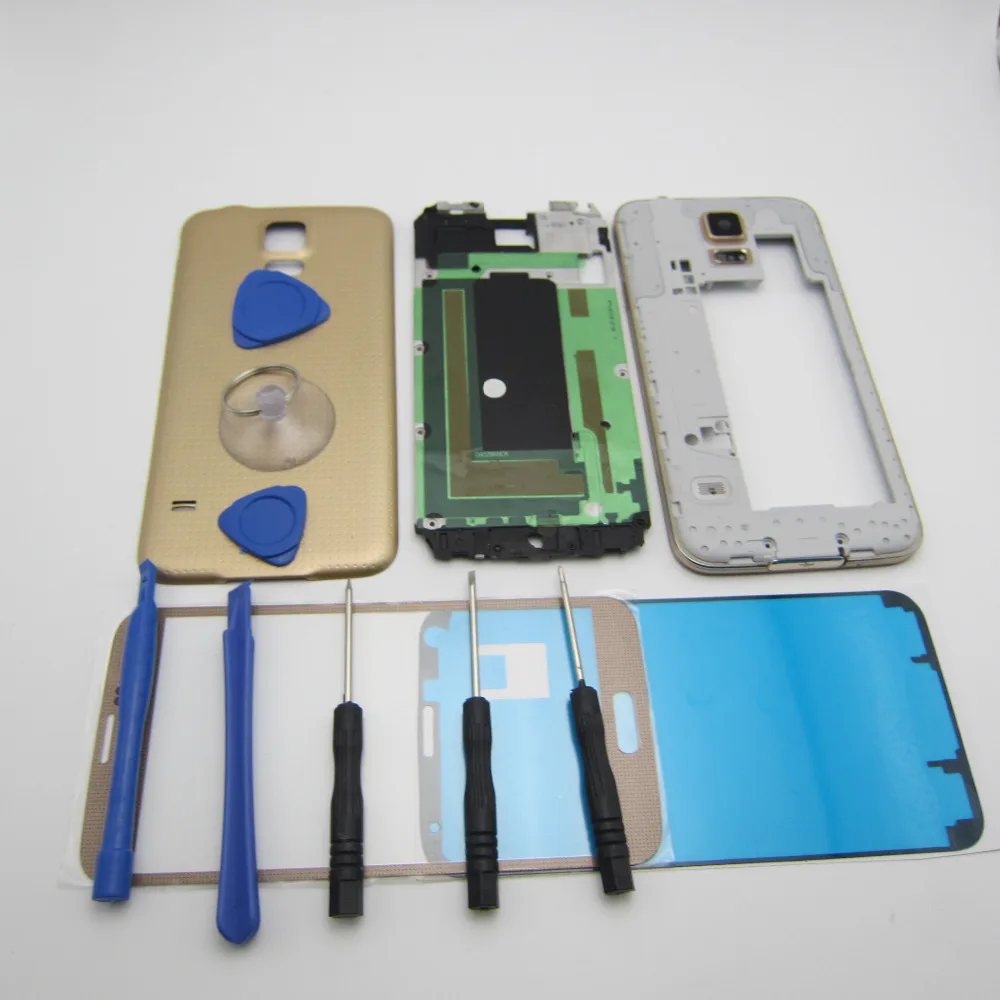 Original Battery Back Cover Outer glass Front Middle Bezel Frame Part Full Replacement Housing for Samsung