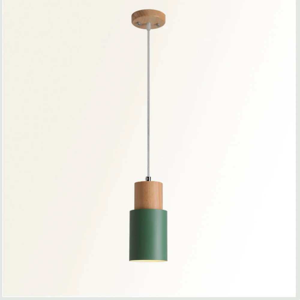 Дизайнерские Nordic простые деревянные подвесные светильники светодиодные Подвесная лампа красочные алюминиевое приспособление Кухня
