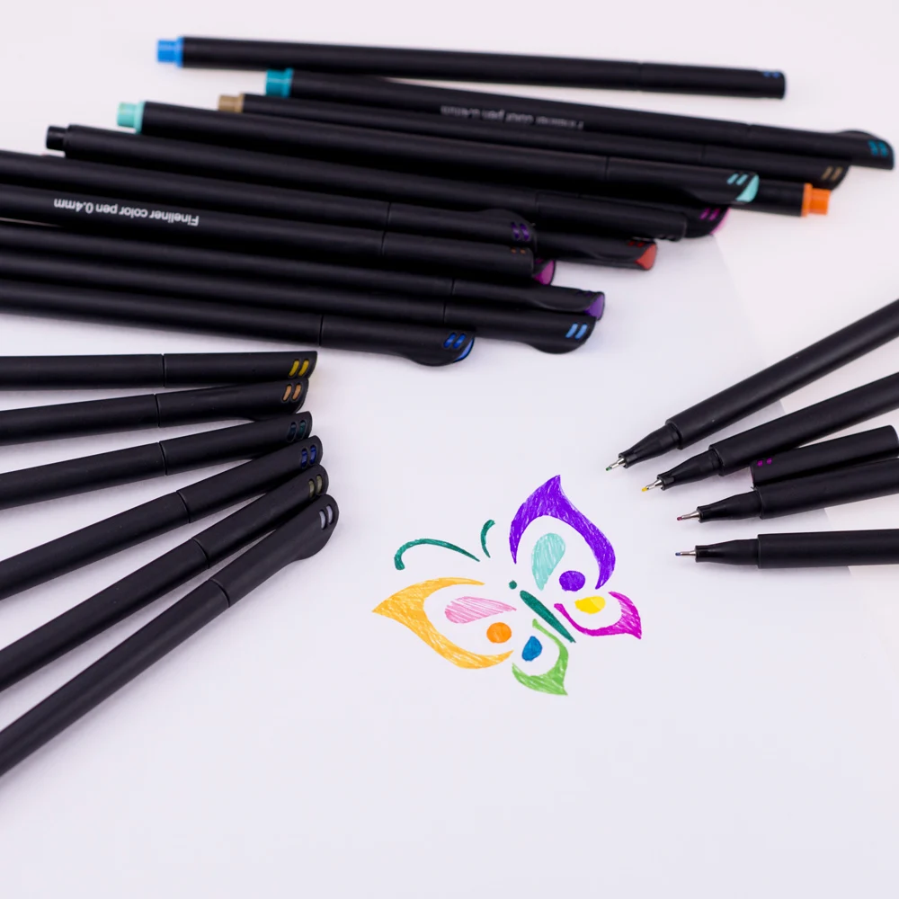 24 цвета Fineliner ручки 0,4 мм тонкий наконечник Цветные Письмо и рисование маркеры ручки тонкая линия маркер ручка эскиз художественной живописи