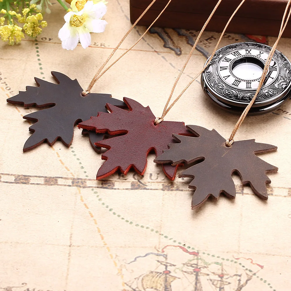 

Handmade Genuine Leather Leaf Bookmark Vintage Retro Cowhide Book Mark Maple leaf Pendant Bookmarks for Books Office School