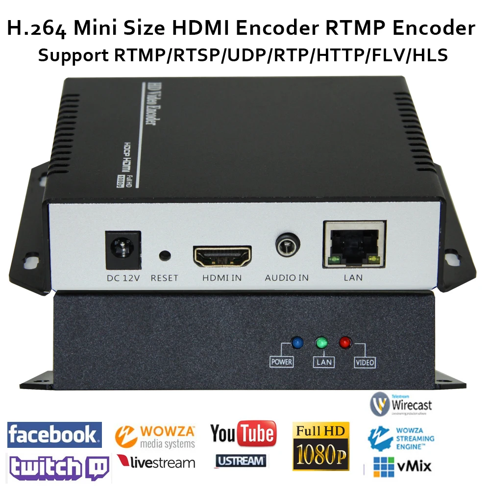 Кодировщик esвмещает видеосигналы H.264 HDMI RTSP/RTMP/UDP/RTP/HTTP для прямой трансляции/IPTV