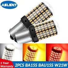 ASLENT 2 PCS 1157 1156 BA15S P21W BAU15S PY21W T20 7440 W21W LED Bulbs 144smd led CanBus No Error lamp For Turn Signal Light автолампа xenite ts 7811 светодиодная 9 30v t20 w21w 1009340 2 шт