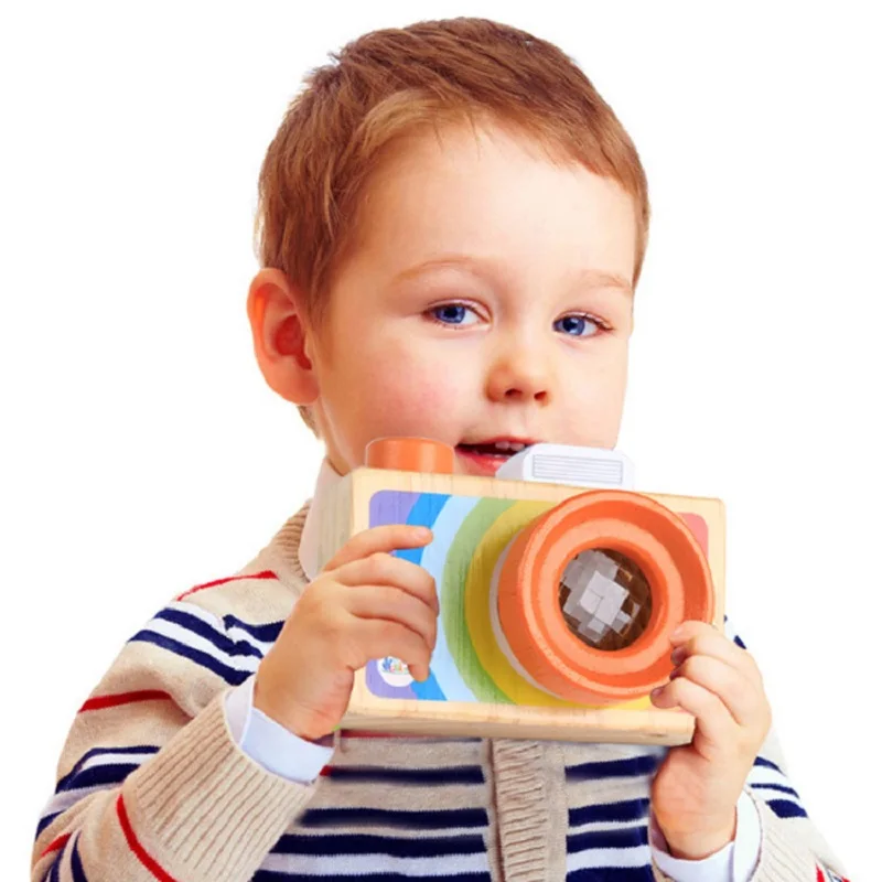 Wooden Kaleidoscop Camera Baby Kids Photography Prop Decoration