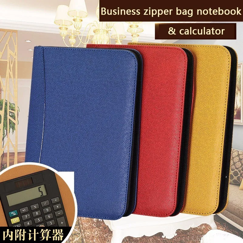 Leather Business Zipper Notebook & Calculator A5 B5 Binder Spiral