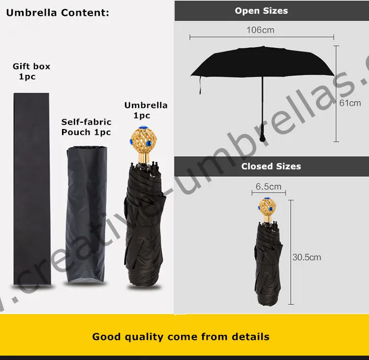 106cm 2 men fiberglass windproof 5 times black coating anti-UV Sapphire&ruby exquisite ball parasol pocket mini folding umbrella