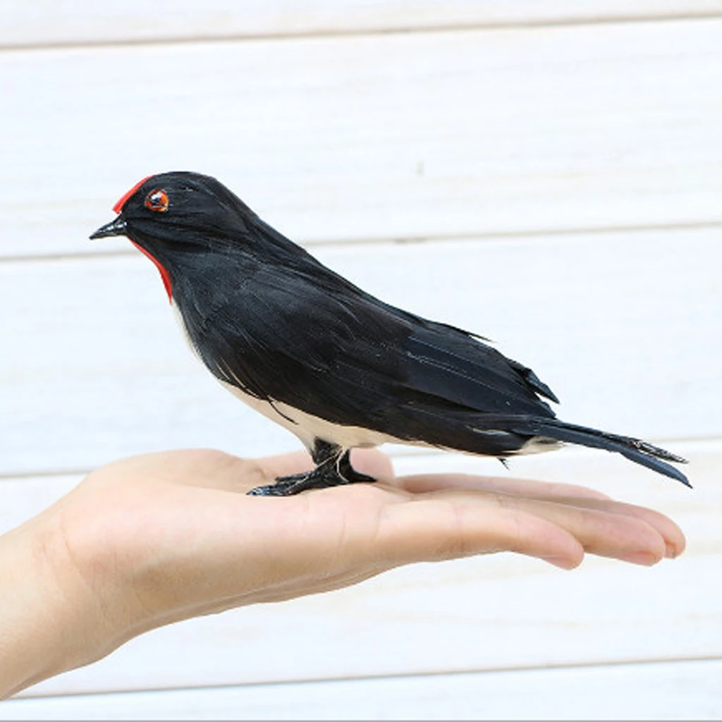 Black Red Bird Animal Swallow Lawn Figurine DIY Landscape Ornament Garden Statues Patio Yard Decor Outdoor Kids Toys 14.5cm