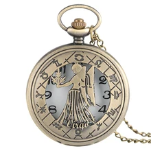 Ожерелье созвездия Дева Знак зодиака винтажные кварцевые карманные часы Астрология кулон на день рождения для августа и сентября подарок для мужчин женщин ребенка