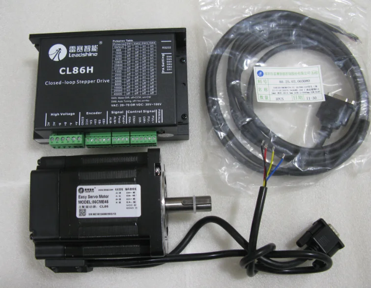 

Leadshine Hybrid Easy Servo Driver kit CL86H + servo motor 86CME85 can input 30V-100VDC or 20V-70VAC output 8.0NM