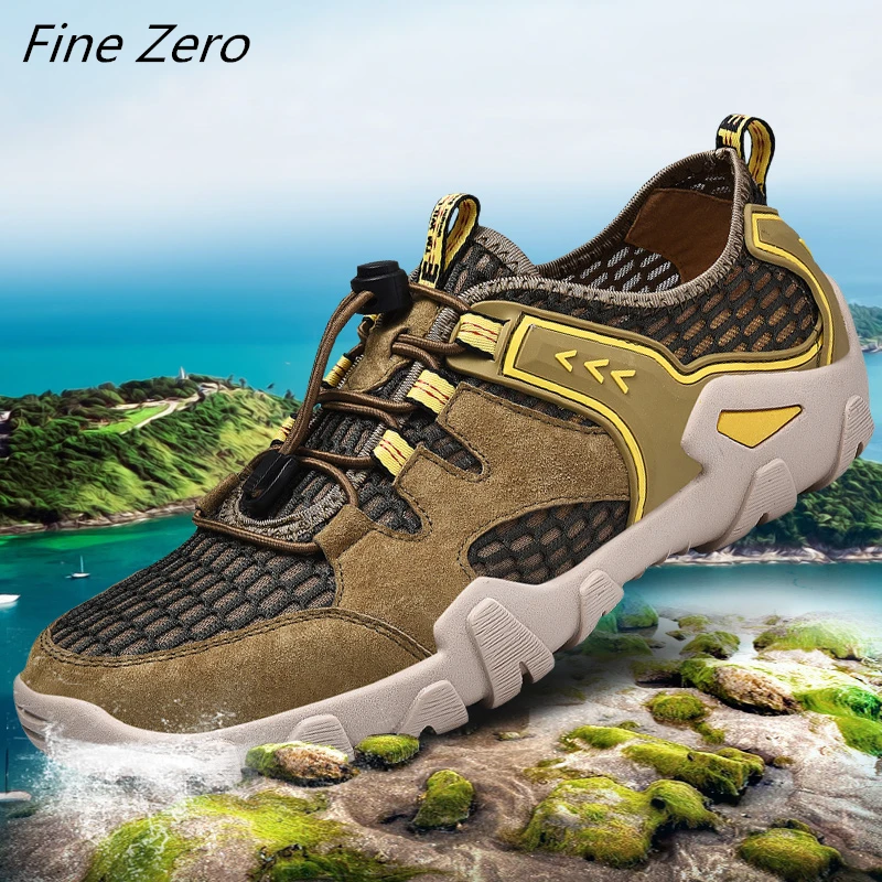 

New Outdoor Comfortable Waterproof Hiking Shoes Male Mountain Climbing Shoes Trekking Hunting Sneakers Men Quick-dry Water Shoes