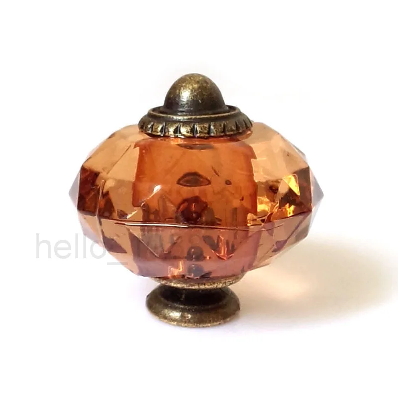 5pcs Brown Knob Cupboard Closet Drawer Dresser Knob Handle Acrylic Crystal Pull 38mm