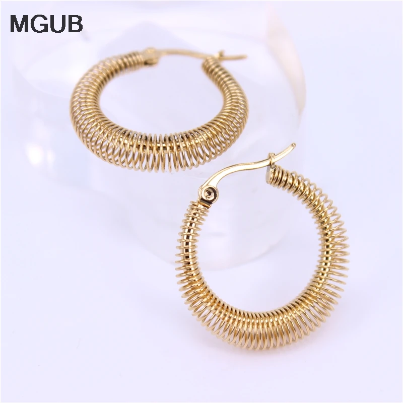 MGUB специальные оптовые 30 50 мм весенние серьги из нержавеющей стали золотого