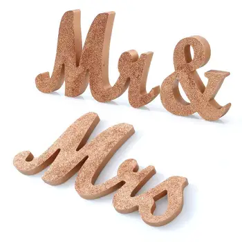 

DSstyles Wedding Decorations Marriage Decor Mr & Mrs Birthday Party Decorations Rose Gold Glitter Letters Wedding Sign Hot