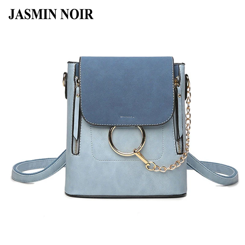 Summer Brand Designer Women Backpack Dual Function College Female Chain large capacity Lady Pu Leather Ring